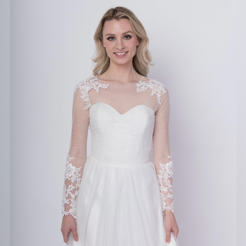 Wedding dress topper removable lace bolero